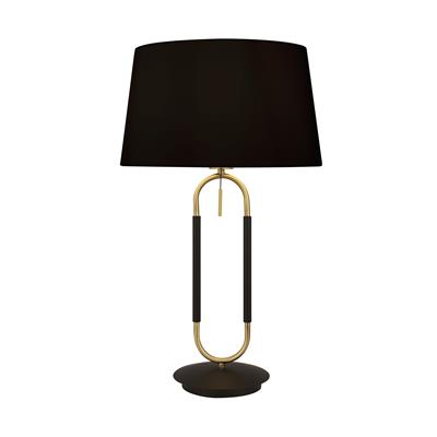 Black and Satin Brass Table Lamp