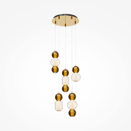 Dot Multidrop 5 Light LED Gold Pendant