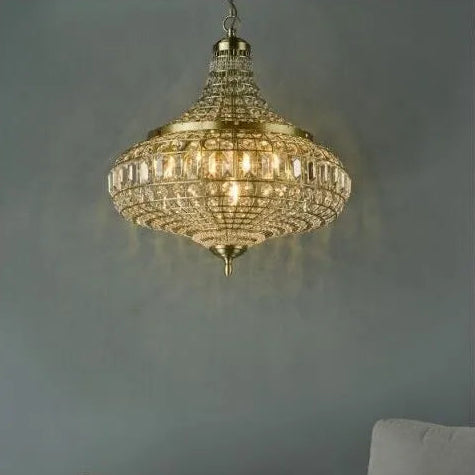 Asmeir 6 Light Pendant Antique Brass Crystal