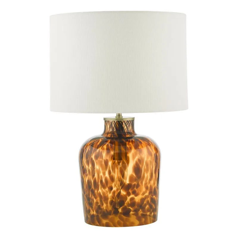 Leanne Dual Light Table Lamp Tortoiseshell Glass With Shade