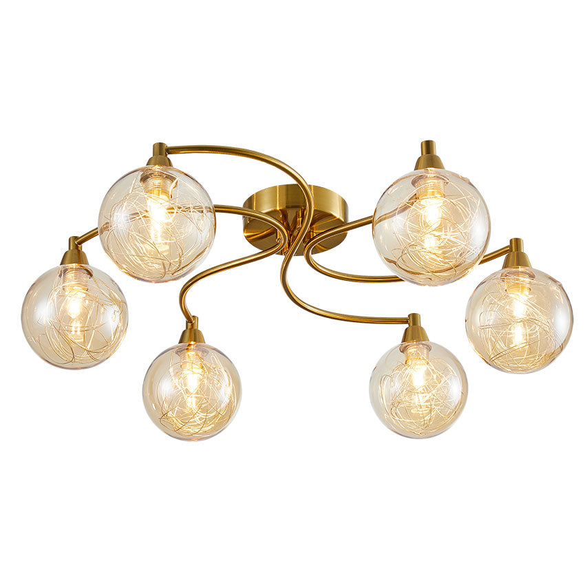 Benson 6 Light satin Brass Ceiling Light