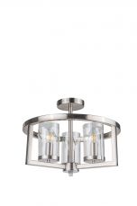 Ceiling light fixture with glass shades on a white background