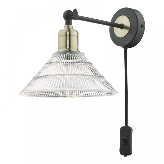 Plug in Black and Antique Brass Wall Light