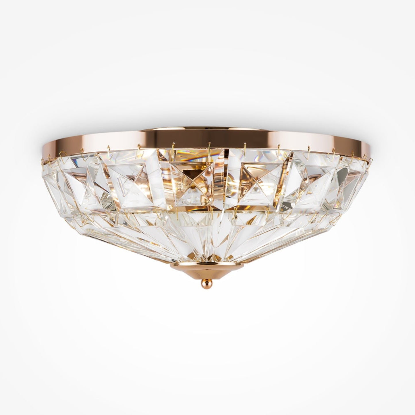 Flush Crystal and Gold Ceiling Lamp