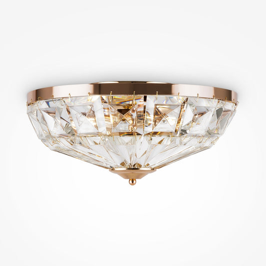 Flush Crystal and Gold Ceiling Lamp
