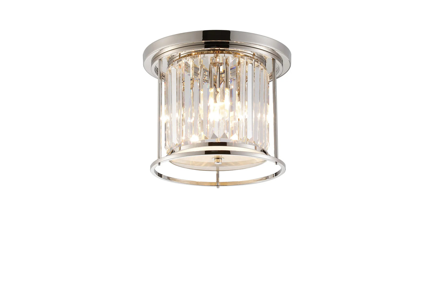 Crown Polished Nickel and Clear Crystal Flush Ceiling Light