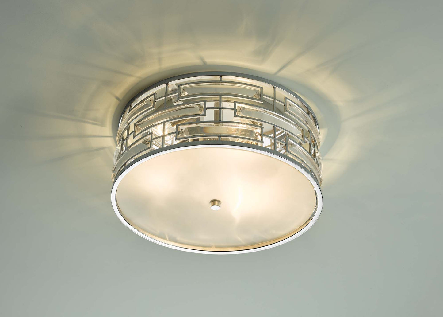 Granada 3 Light Flush Polished Chrome Crystal With Diffuser