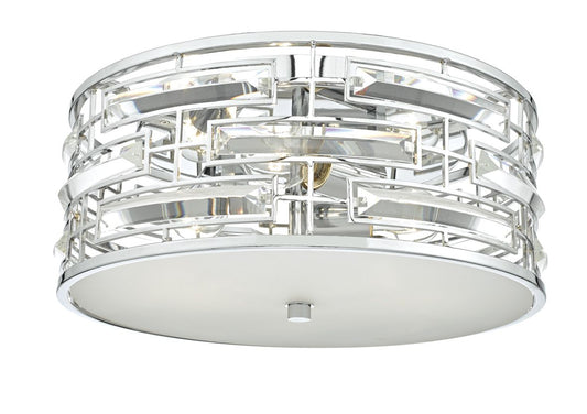 Granada 3 Light Flush Polished Chrome Crystal With Diffuser