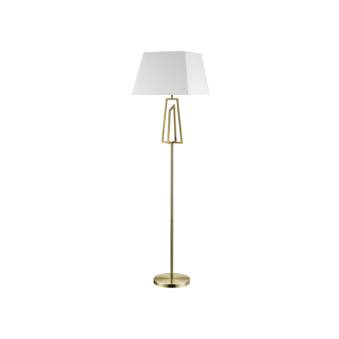 Pisa Antique Brass Floor Lamp c/w Square Shade