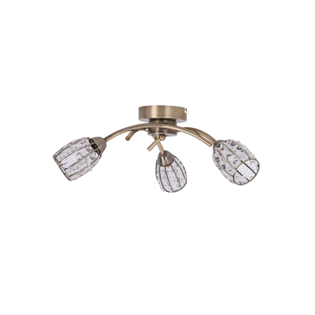 Rome 3 Light Antique Brass with Crystal Shade