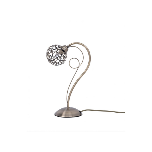 Rosie 1 Light Antique Brass Table Lamp with Mesh Ball Shade