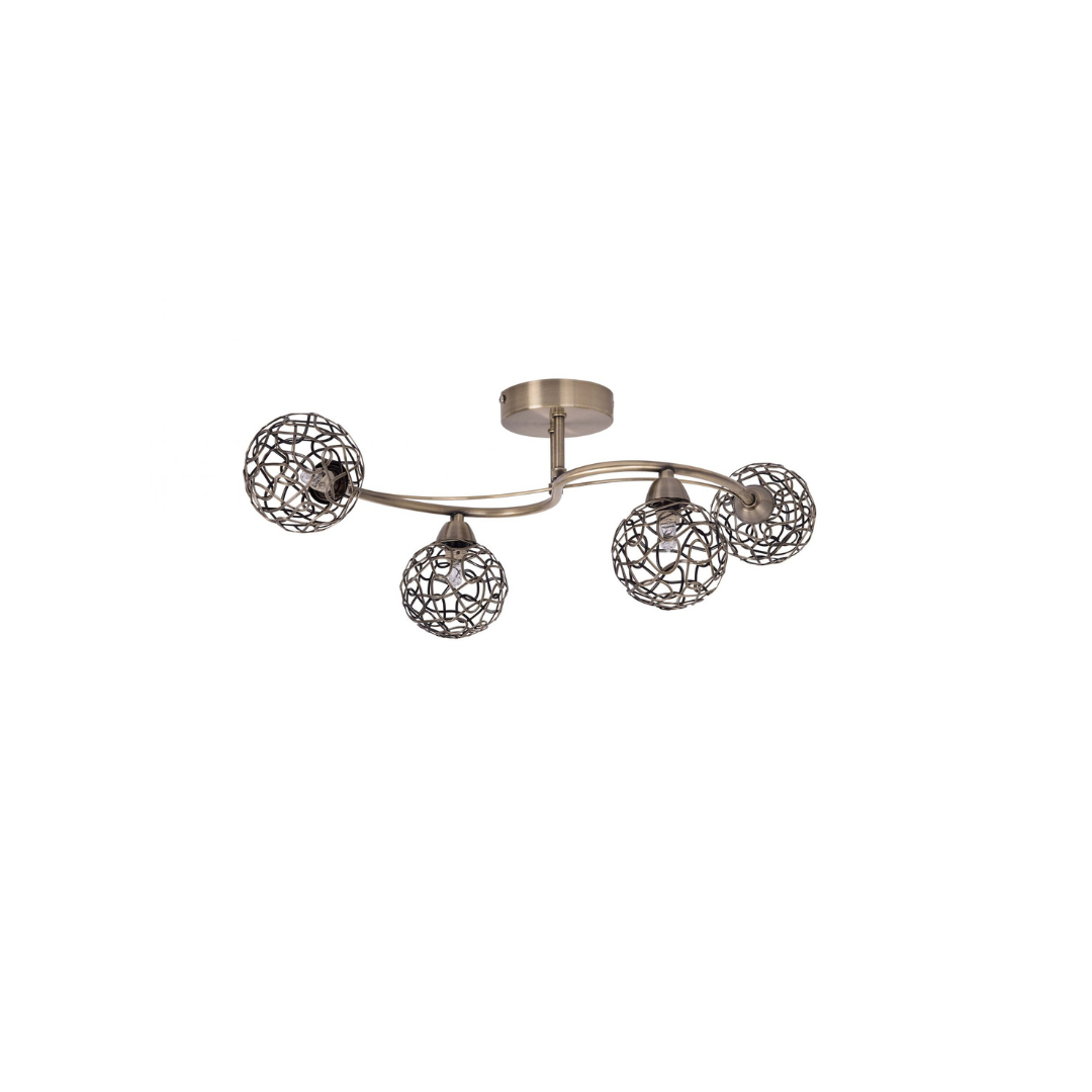 Rosie 4 Light Antique Brass with Mesh Ball Shade