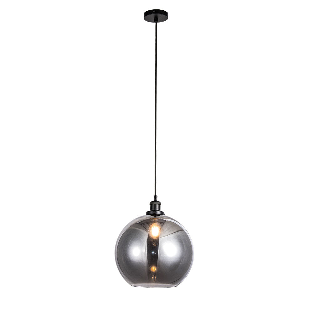 Lara Medium Matt Black and Smoked Glass Pendant