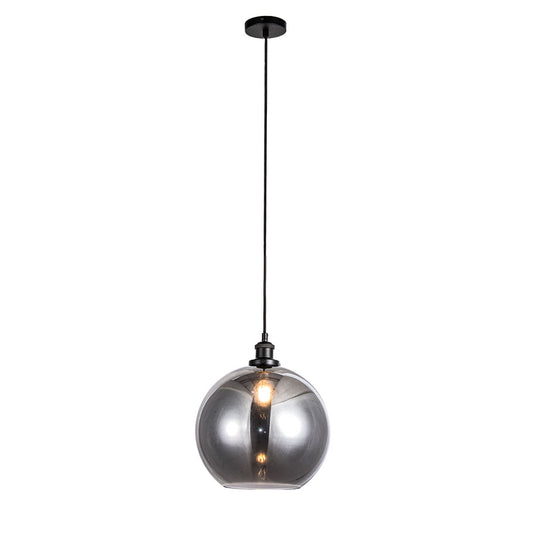 Lara Medium Matt Black and Smoked Glass Pendant