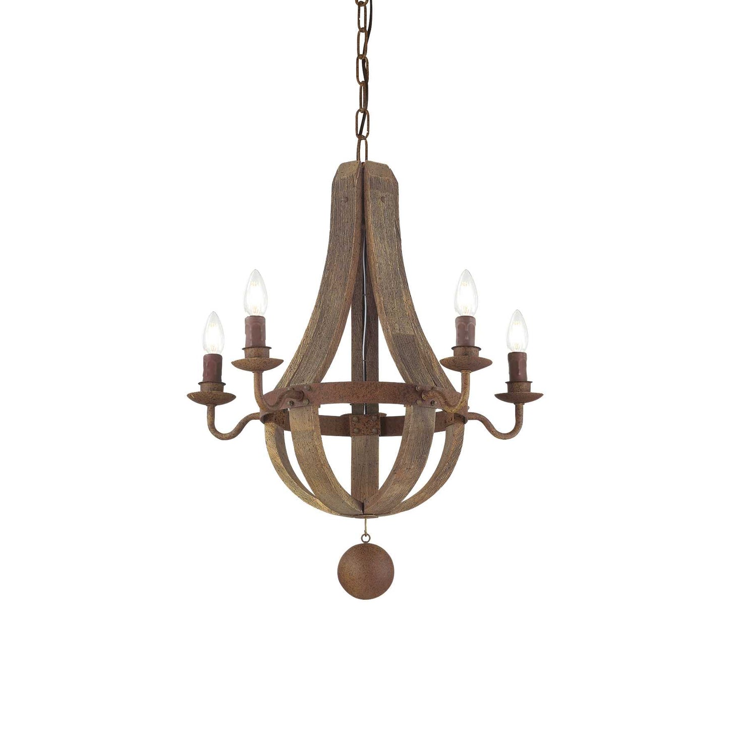 Milenio Large 5 Light Wood Pendant
