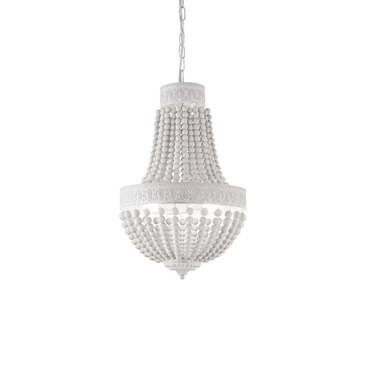 Oscar White Wood 5 Light Chandelier