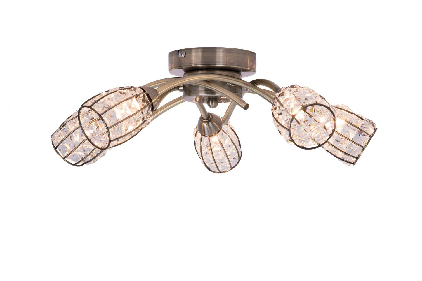 Rome 5 Light Antique Brass with Crystal Shade