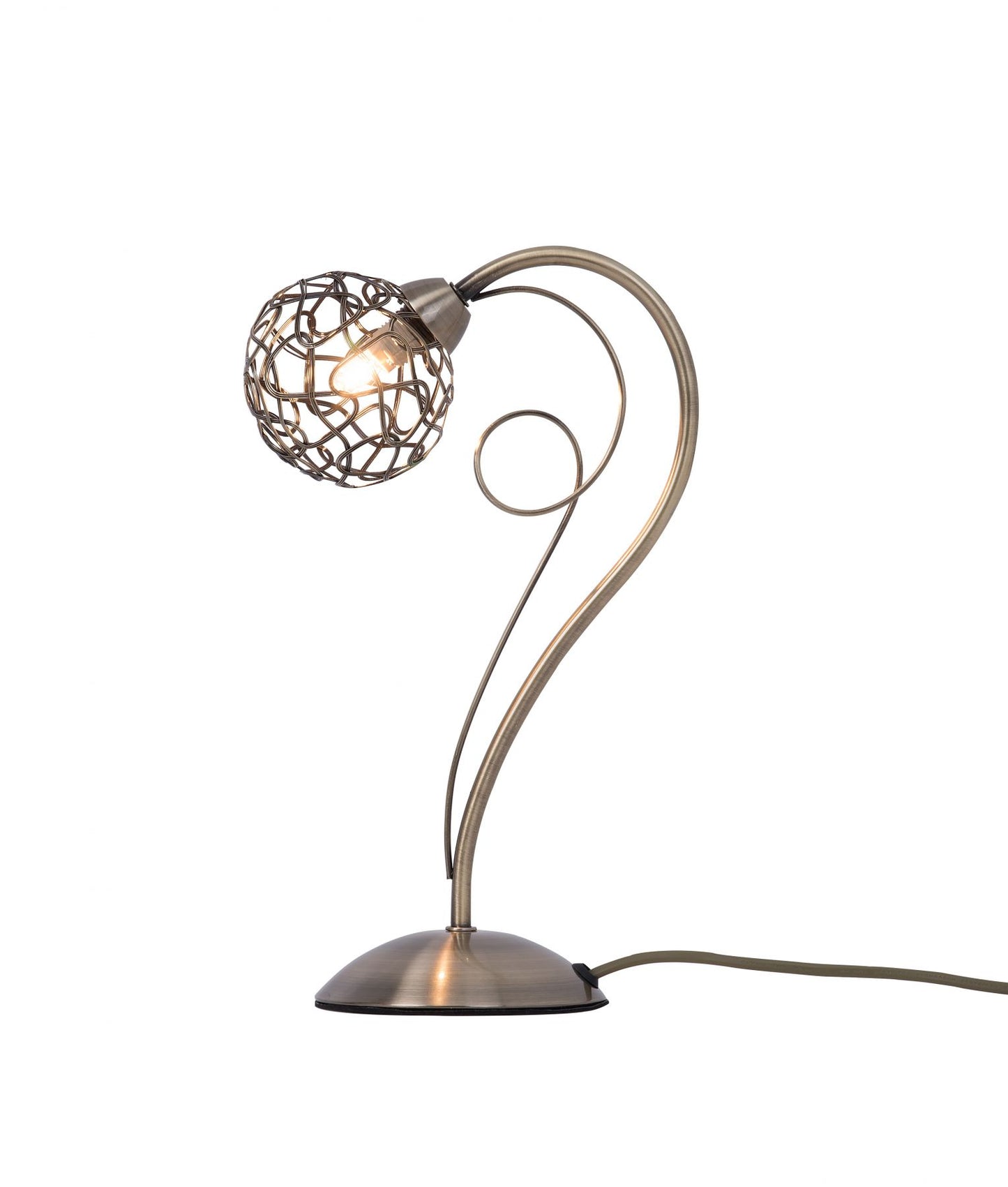 Rosie 1 Light Antique Brass Table Lamp with Mesh Ball Shade