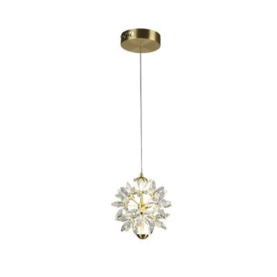 Clear Crystal and Satin Brass LED Pendant