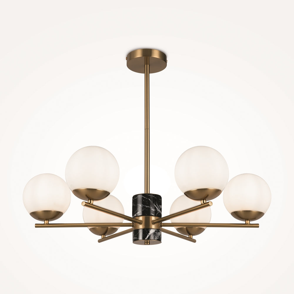 Marble and Brass 6 Light Pendant