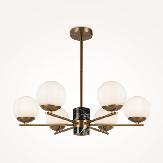 Marble and Brass 6 Light Pendant