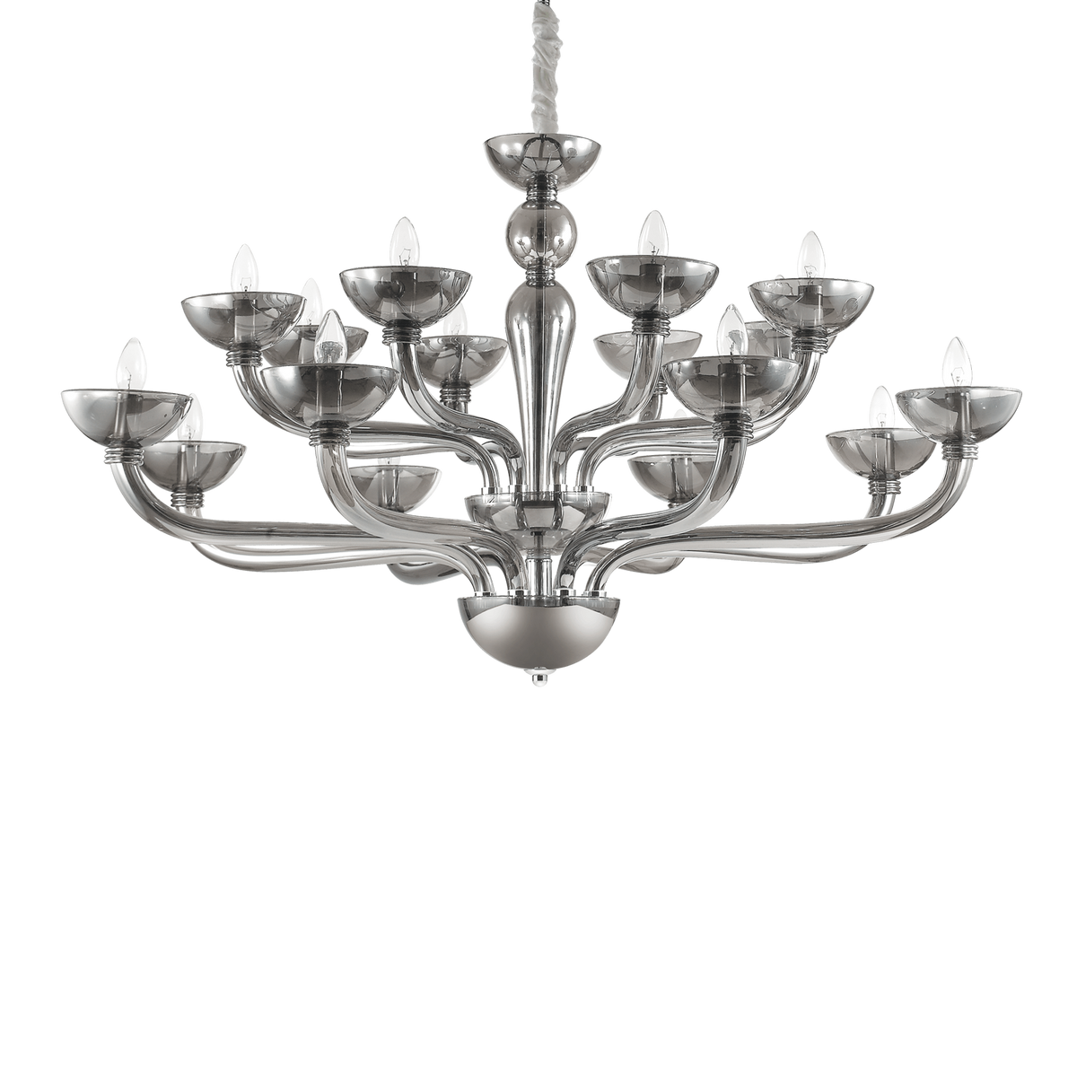 Casanova 16 Light Smoked Glass Chandelier - Collection Only