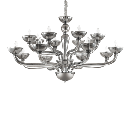 Casanova 16 Light Smoked Glass Chandelier - Collection Only