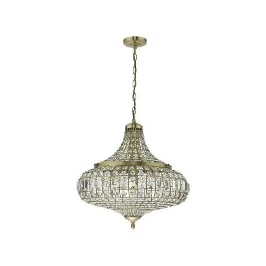 Asmeir 6 Light Pendant Antique Brass Crystal