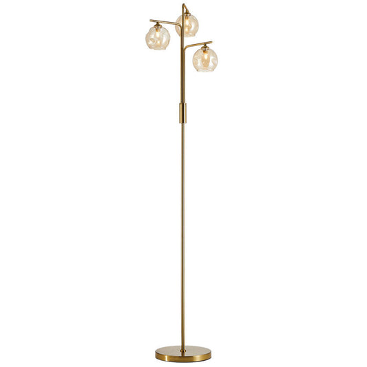 Geena Satin Brass 3 Light Floor Lamp