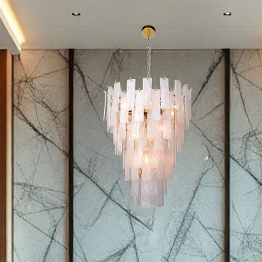 Frosted Glass 12 Light Glass Chandelier