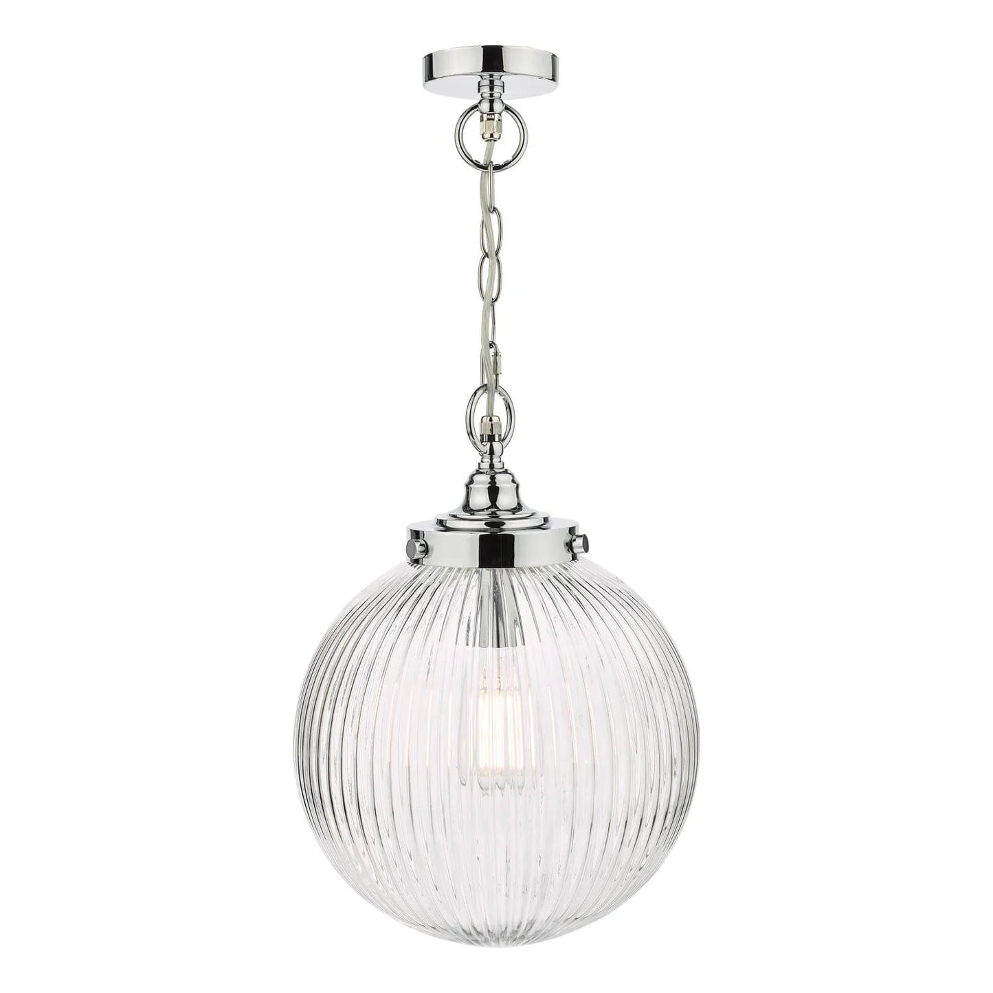 Tamera Bathroom Ceiling Light Polished Chrome and Ribbed Glass IP44