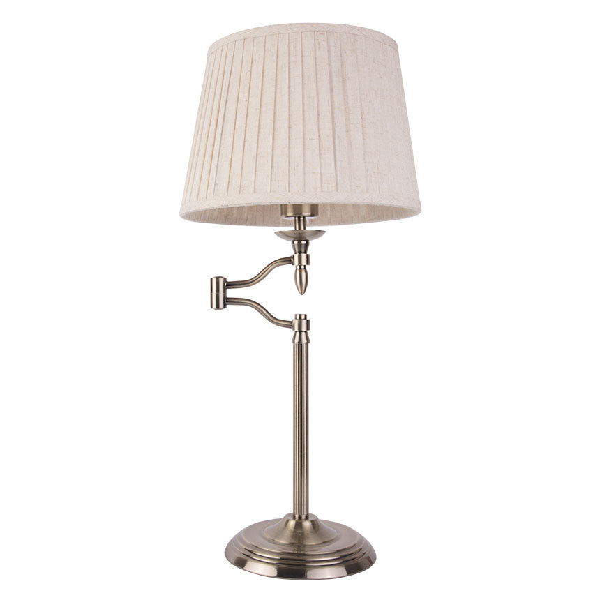 Antique Brass Table Lamp With Cream Shade