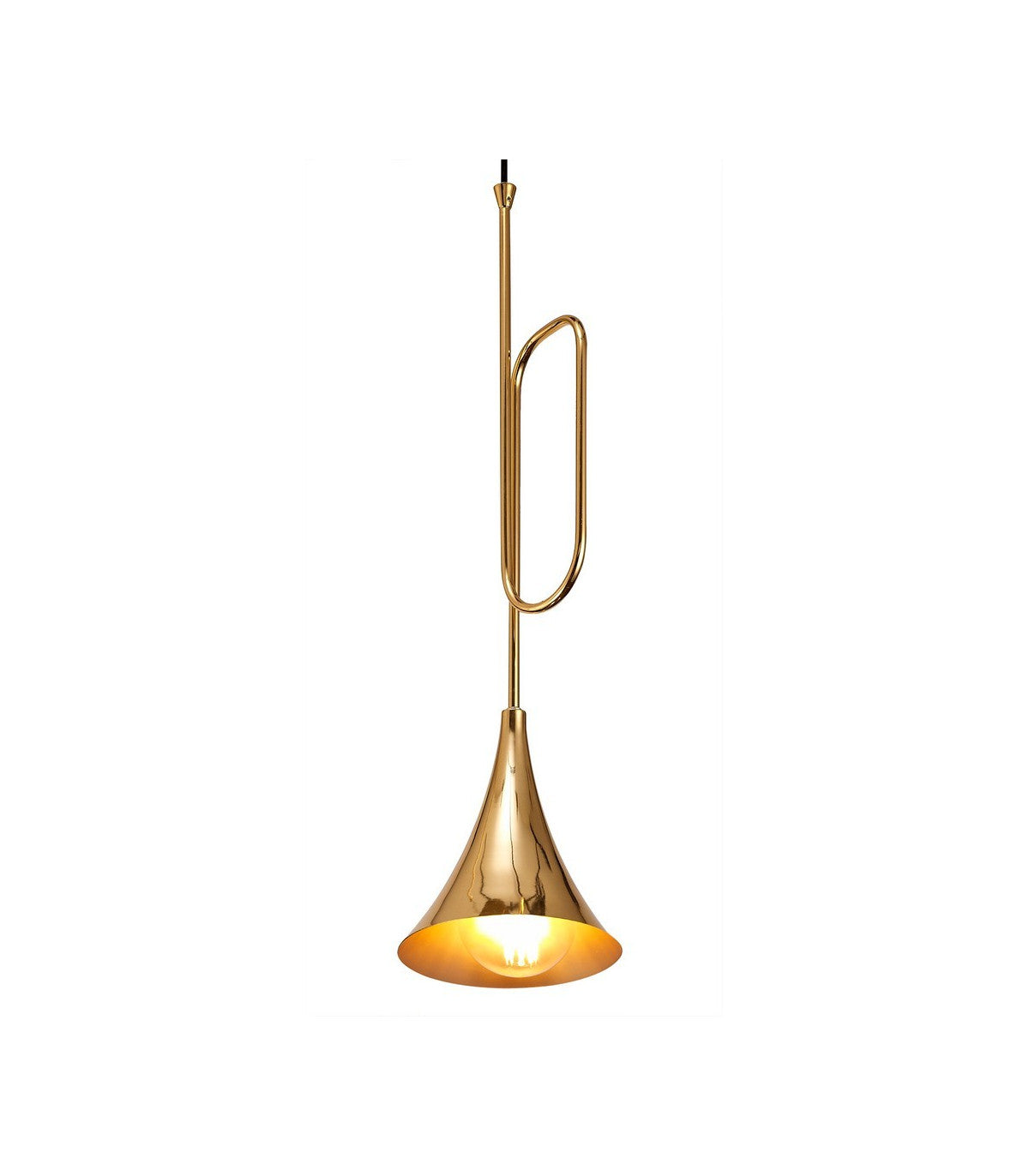 Gold Jazz Trumpet Pendant - Collection Only