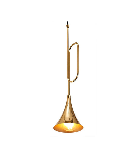 Gold Jazz Trumpet Pendant - Collection Only