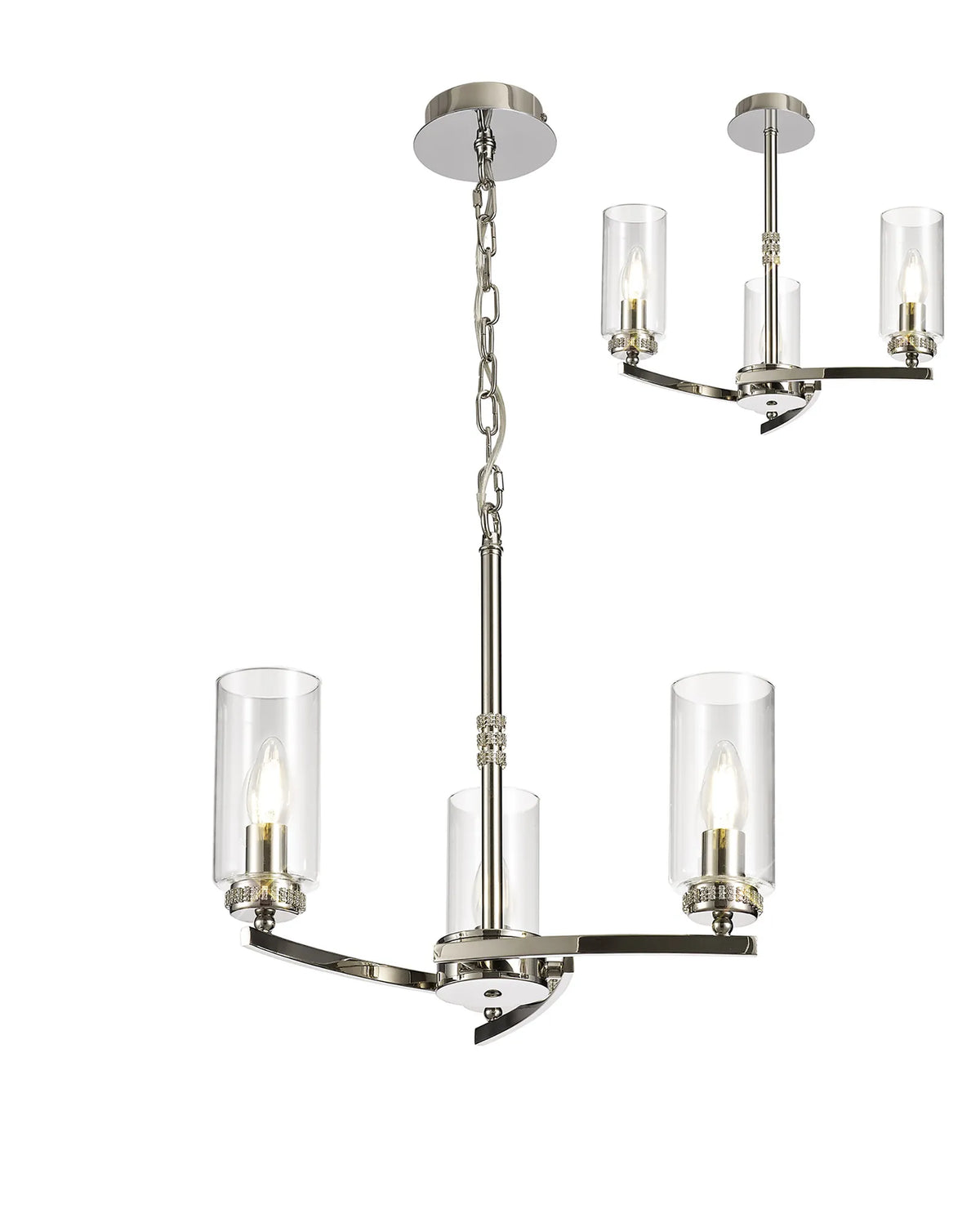 Darla 3 Light Pendant Polish Nickel - Collection Only