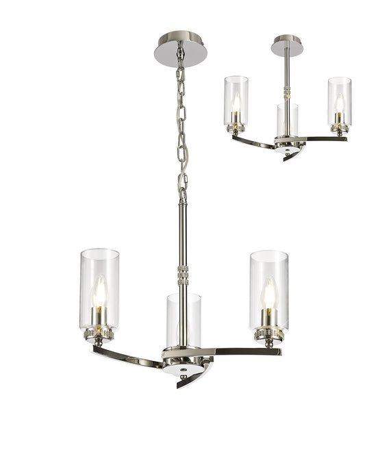 Darla 3 Light Pendant Polish Nickel - Collection Only