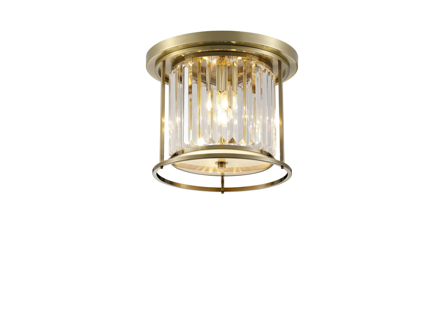 Crown Polished Nickel and Clear Crystal Flush Ceiling Light