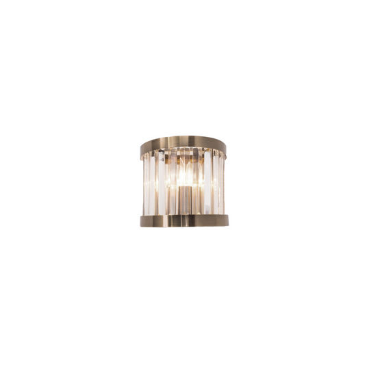 Paris 1 Light Crystal Wall Light Antique Brass