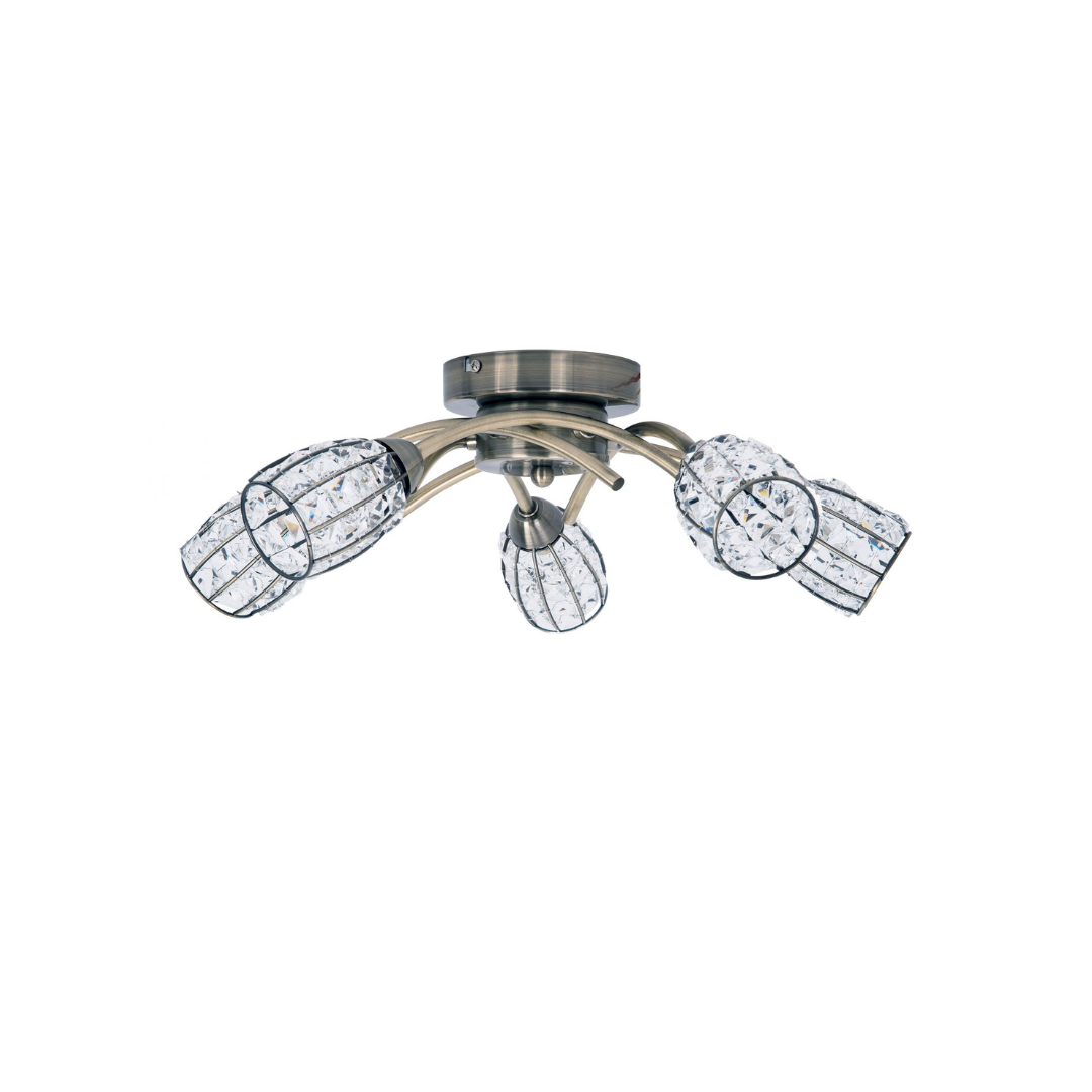 Rome 5 Light Antique Brass with Crystal Shade