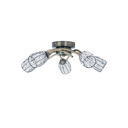 Rome 5 Light Antique Brass with Crystal Shade