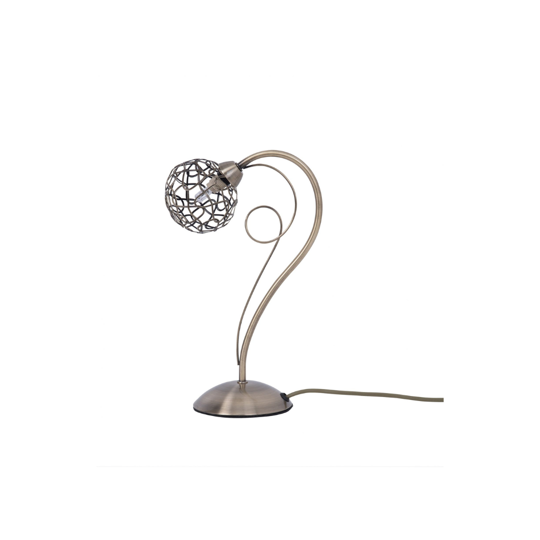 Rosie 1 Light Antique Brass Table Lamp with Mesh Ball Shade