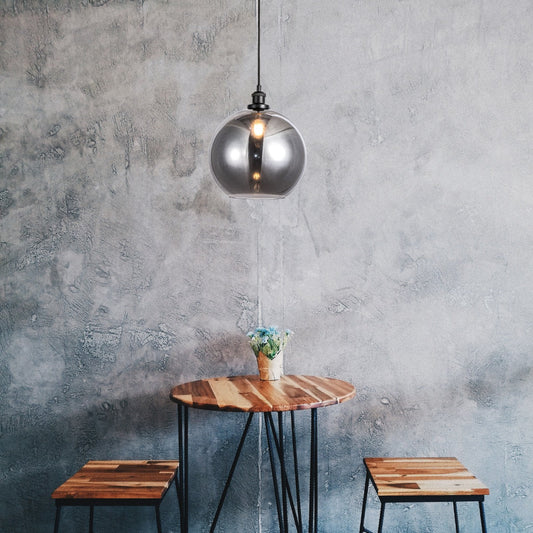 Lara Medium Matt Black and Smoked Glass Pendant