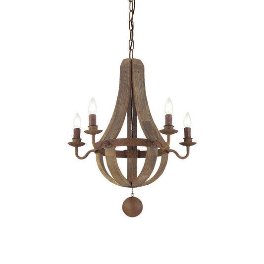 Milenio Large 5 Light Wood Pendant