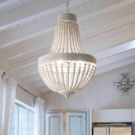 Oscar White Wood 5 Light Chandelier