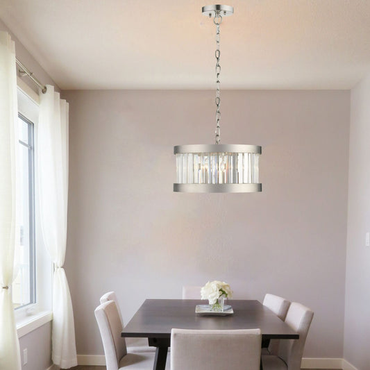 Paris 3 Light Crystal Pendant Satin Chrome