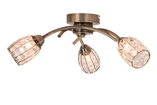Rome 3 Light Antique Brass with Crystal Shade
