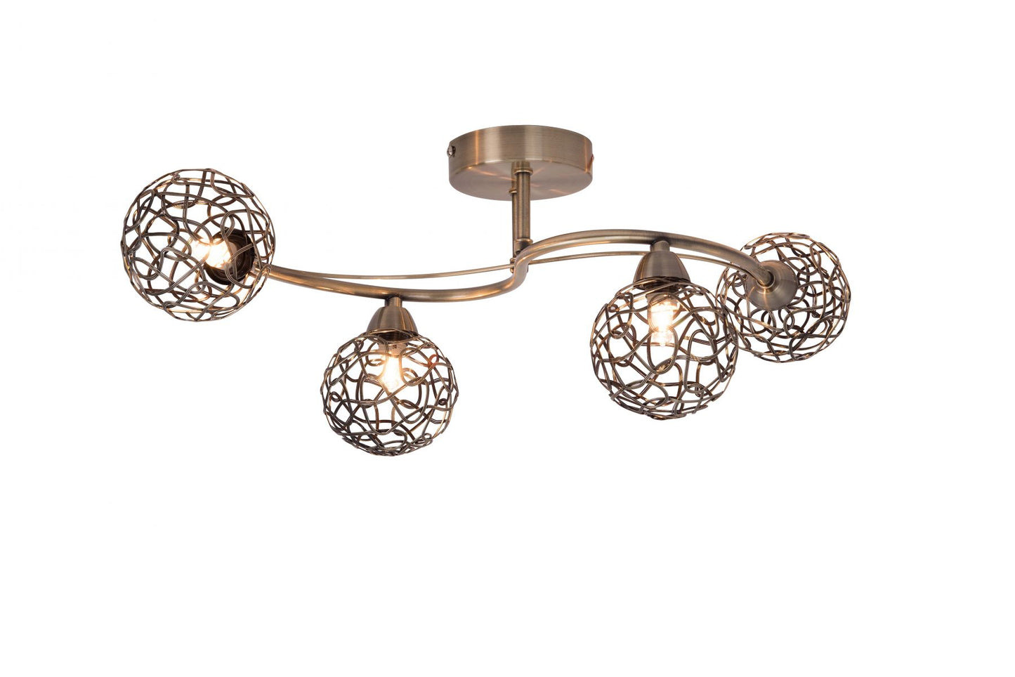 Rosie 4 Light Antique Brass with Mesh Ball Shade